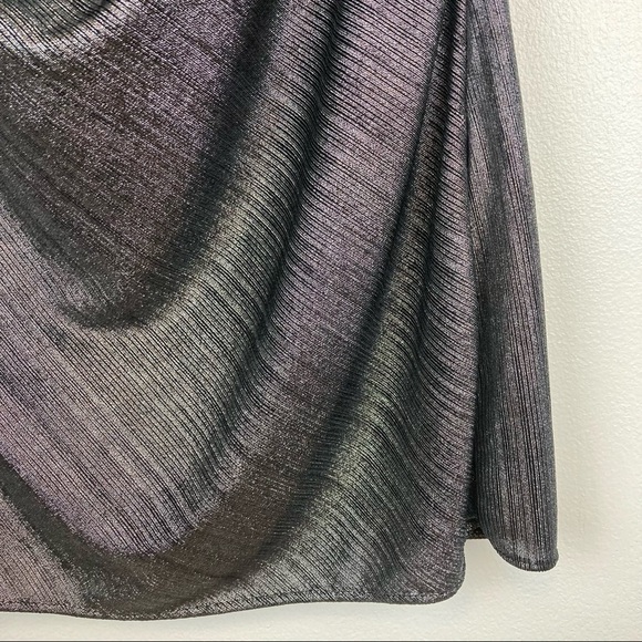 DREW Draped Neck Metallic Gray Sleeveless Top - Picture 8 of 12